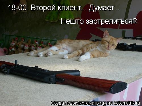 Котоматрица: 18-00. Второй клиент... Думает... Нешто застрелиться?