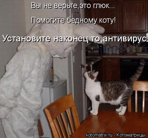 Вы не верьте,это глюк... Помогите бедному коту! Установите наконец то,антивирус! !... Котоматрица: Вы не верьте,это глюк... Помогите бедному коту! Установите наконец то,антивирус! !