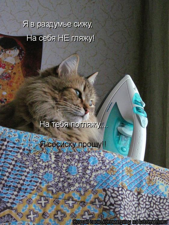 Я в раздумье сижу, На себя НЕ гляжу! На тебя погляжу.... Я сосиску прошу!!... Котоматрица: Я в раздумье сижу, На себя НЕ гляжу! На тебя погляжу.... Я сосиску прошу!!