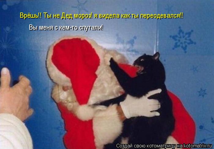 Врёшь!! Ты не Дед мороз! я видела как ты переодевался!! Вы меня с кем-то спутали!... Котоматрица: Врёшь!! Ты не Дед мороз! я видела как ты переодевался!! Вы меня с кем-то спутали!