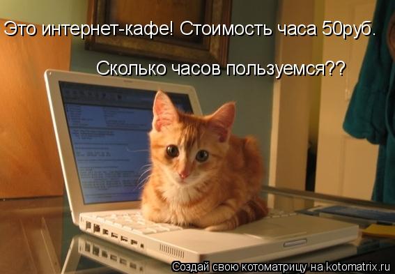 Котоматрица: Это интернет-кафе! Стоимость часа 50руб. Сколько часов пользуемся??