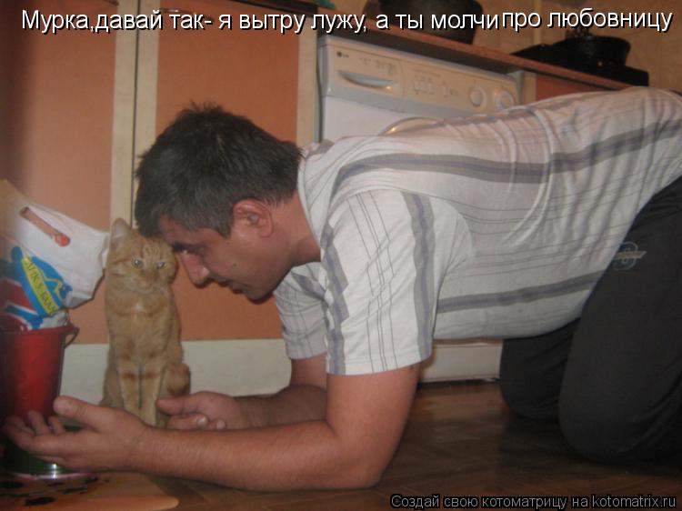 Мурка,давай так- я вытру лужу, а ты молчи про любовницу... Котоматрица: Мурка,давай так- я вытру лужу, а ты молчи про любовницу