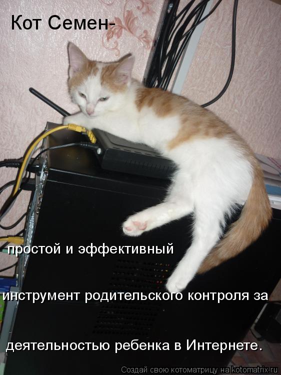 Котоматрица: простой и эффективный инструмент родительского контроля за деятельностью ребенка в Интернете. Кот Семен-