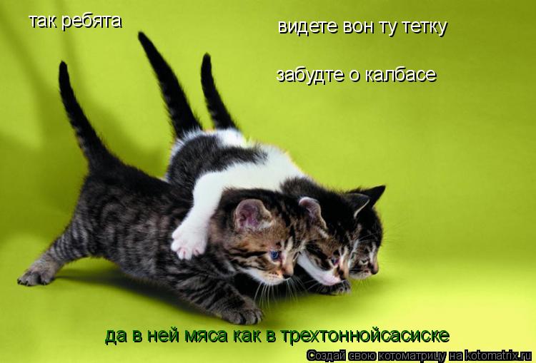 Котоматрица: так ребята  видете вон ту тетку забудте о калбасе да в ней мяса как в трехтоннойсасиске