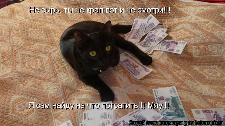 Котоматрица: Не зырь, ты не крал вот и не смотри!!! Я сам найду на что потратить!!! Мяу!!!