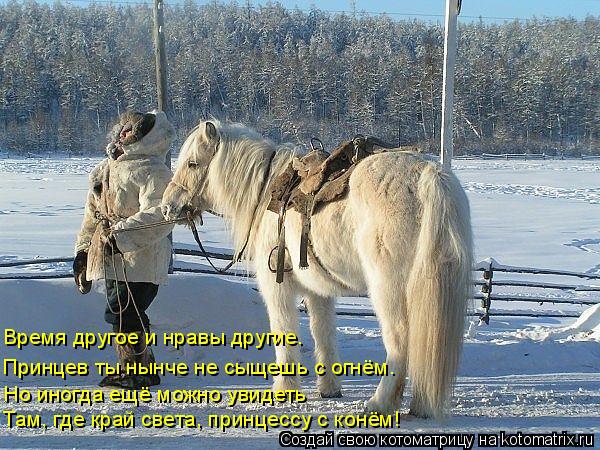Там, где край света, принцессу с конём! Но иногда ещё можно увидеть Принцев ты нынче не сыщешь с огнё... Котоматрица: Там, где край света, принцессу с конём! Но иногда ещё можно увидеть Принцев ты нынче не сыщешь с огнём… Время другое и нравы другие.