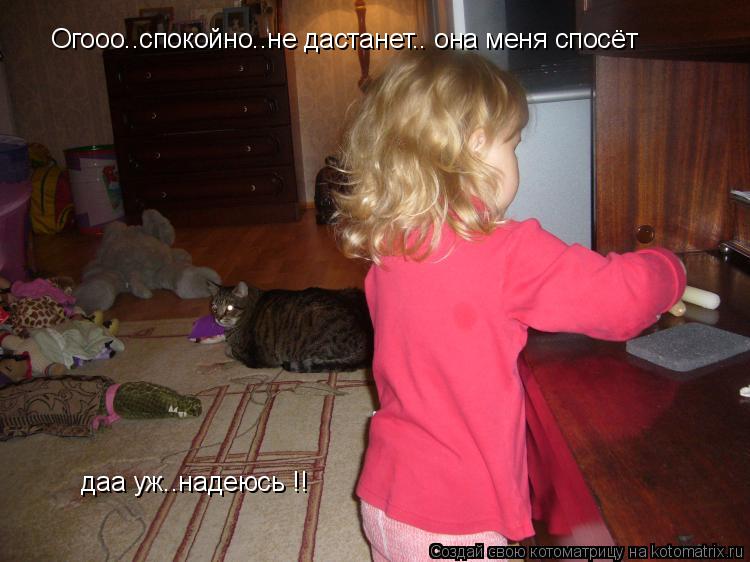 Котоматрица: даа уж..надеюсь !! Огооо..спокойно..не дастанет.. она меня спосёт