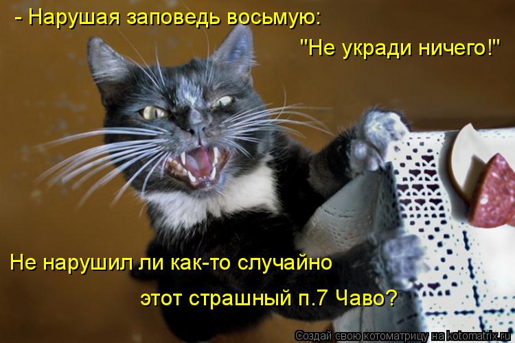 - Нарушая заповедь восьмую: "Не укради ничего!" Не нарушил ли как-то случайно этот страшный п.7 Чаво?... Котоматрица: - Нарушая заповедь восьмую: "Не укради ничего!" Не нарушил ли как-то случайно этот страшный п.7 Чаво?