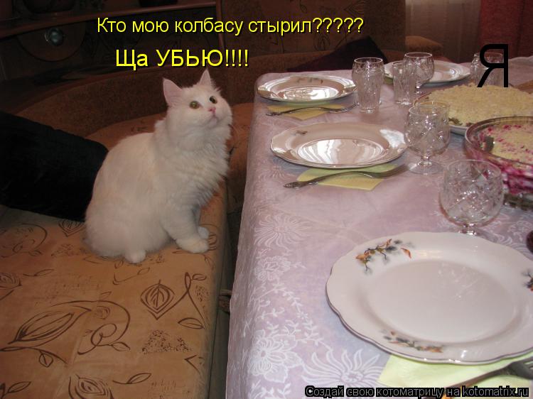 Кто мою колбасу стырил????? Ща УБЬЮ!!!! Я... Котоматрица: Кто мою колбасу стырил????? Ща УБЬЮ!!!! Я