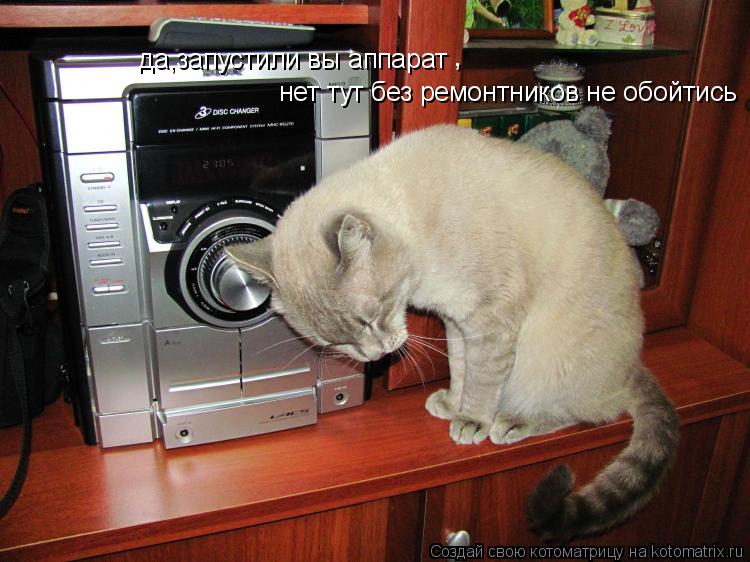 да,запустили вы аппарат нет тут без ремонтников не обойтись ,... Котоматрица: да,запустили вы аппарат нет тут без ремонтников не обойтись ,