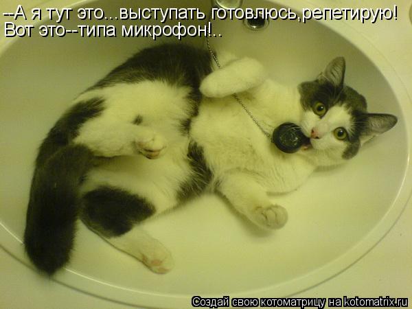 --А я тут это...выступать готовлюсь,репетирую! Вот это--типа микрофон!..... Котоматрица: --А я тут это...выступать готовлюсь,репетирую! Вот это--типа микрофон!..