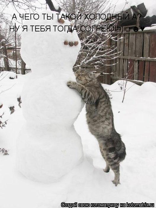 А ЧЕГО ТЫ ТАКОЙ ХОЛОДНЫЙ А? НУ Я ТЕБЯ ТОГДА СОГРЕЮ!=)☺☻♥... Котоматрица: А ЧЕГО ТЫ ТАКОЙ ХОЛОДНЫЙ А? НУ Я ТЕБЯ ТОГДА СОГРЕЮ!=)☺☻♥