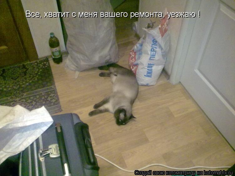 Все, хватит с меня вашего ремонта, уезжаю !... Котоматрица: Все, хватит с меня вашего ремонта, уезжаю !