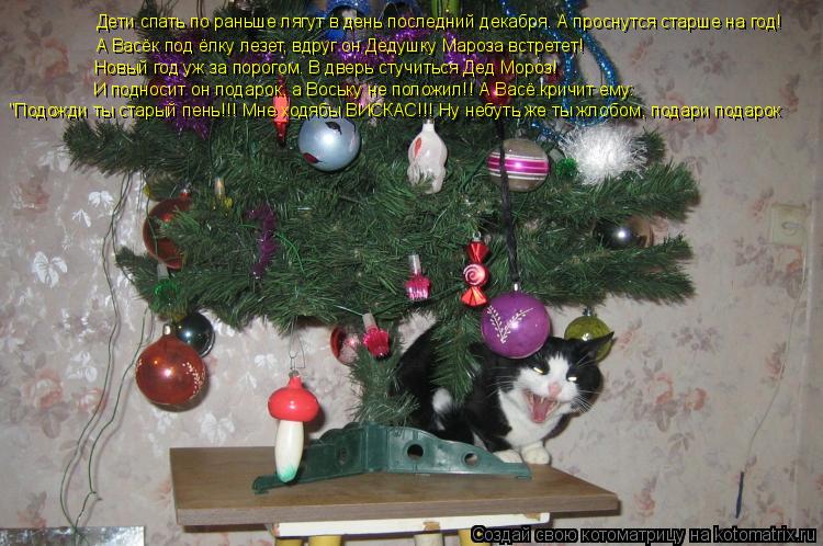 Дети спать по раньше лягут в день последний декабря. А проснутся старше на год! А Васёк под ёлку лезе... Котоматрица: Дети спать по раньше лягут в день последний декабря. А проснутся старше на год! А Васёк под ёлку лезет, вдруг он Дедушку Мароза встретет! Нов