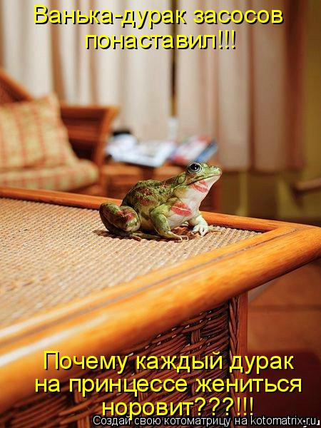 Котоматрица: Ванька-дурак засосов  понаставил!!! норовит???!!! Почему каждый дурак  на принцессе жениться