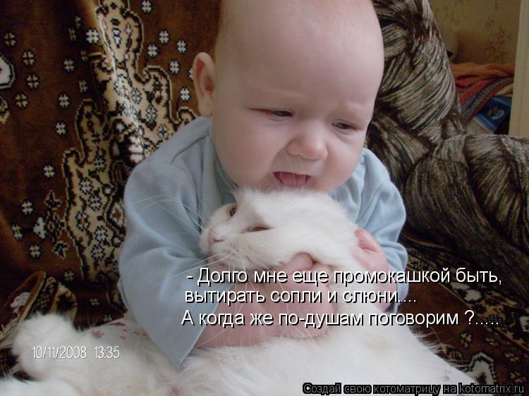 Котоматрица: - Долго мне еще промокашкой быть, вытирать сопли и слюни.... А когда же по-душам поговорим ?.....