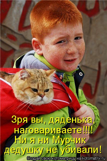 Зря вы, дяденька, дедушку не убивали! Ни я ни Мурчик наговариваете!!!!... Котоматрица: Зря вы, дяденька, дедушку не убивали! Ни я ни Мурчик наговариваете!!!!