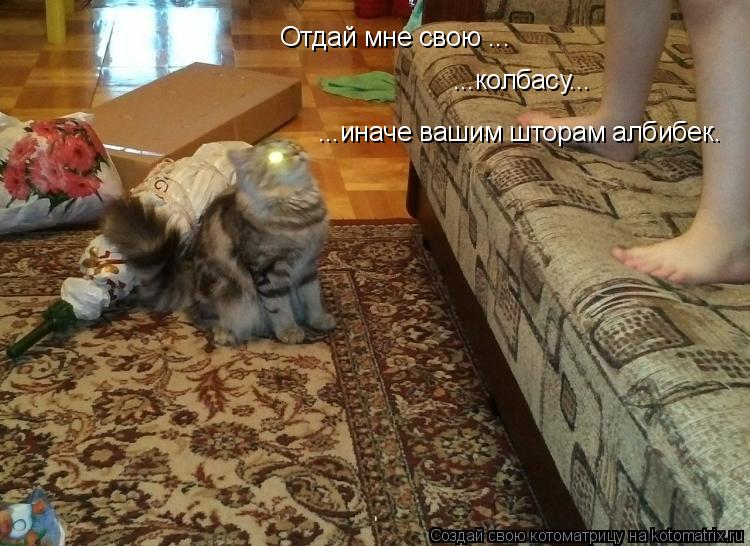 Отдай мне свою ... ...колбасу... ...иначе вашим шторам албибек.... Котоматрица: Отдай мне свою ... ...колбасу... ...иначе вашим шторам албибек.