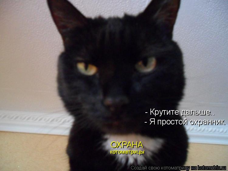 Котоматрица: - Крутите дальше.. ОХРАНА - Я простой охранник. котоматрицы