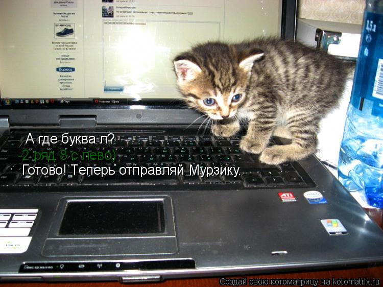 А где буква л? -2 ряд 8 с лево) Готово! Теперь отправляй Мурзику.... Котоматрица: А где буква л? -2 ряд 8 с лево) Готово! Теперь отправляй Мурзику.