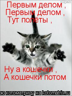 Котоматрица: Первым делом ,  Первым делом ,  Тут полёты ,  Ну а кошечки ,  А кошечки потом