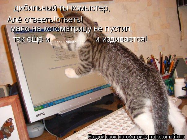 Котоматрица: дибильный ты комьютер, Алё отвееть!ответь! мало на котоматрицу не пустил, так ещё и ................   и издивается!
