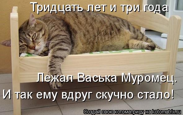Тридцать лет и три года Лежал Васька Муромец. И так ему вдруг скучно стало!... Котоматрица: Тридцать лет и три года Лежал Васька Муромец. И так ему вдруг скучно стало!