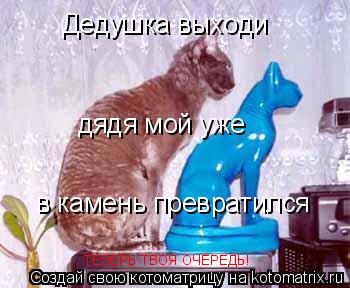 Котоматрица: Дедушка выходи дядя мой уже в камень превратился ТЕПЕРЬ ТВОЯ ОЧЕРЕДЬ!