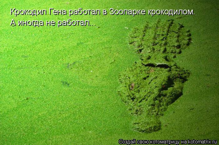 Крокодил Гена работал в Зоопарке крокодилом. А иногда не работал...... Котоматрица: Крокодил Гена работал в Зоопарке крокодилом. А иногда не работал...