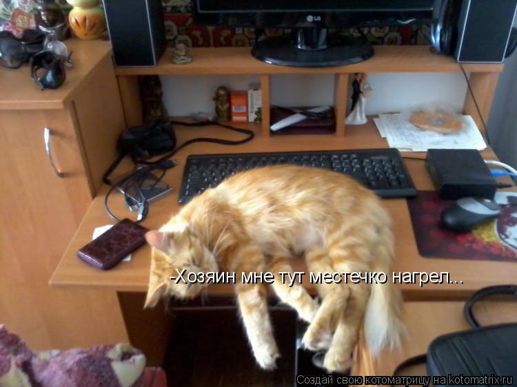 Котоматрица: -Хозяин мне тут местечко нагрел...