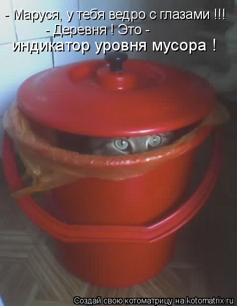 - Маруся, у тебя ведро с глазами !!! - Деревня ! Это - индикатор уровня мусора !... Котоматрица: - Маруся, у тебя ведро с глазами !!! - Деревня ! Это - индикатор уровня мусора !