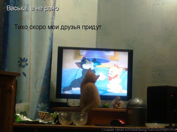 Васька, а не рано Тихо скоро мои друзья придут... Котоматрица: Васька, а не рано Тихо скоро мои друзья придут