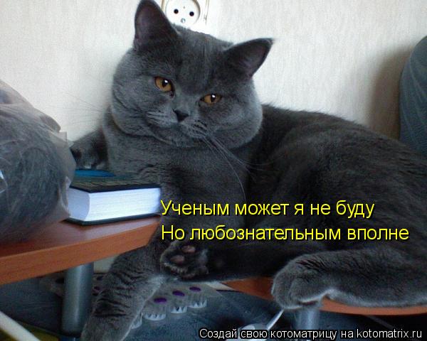Котоматрица: Ученым может я не буду Но любознательным вполне