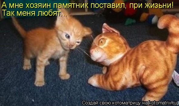 Котоматрица: А мне хозяин памятник поставил, при жизьни! Так меня любят. ..
