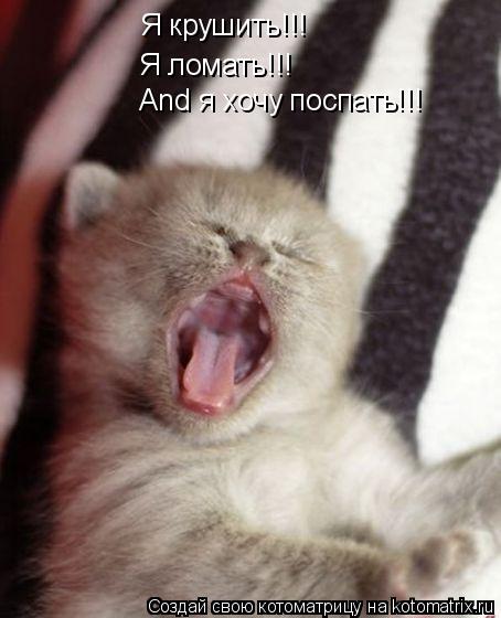 Я крушить!!! Я ломать!!! And я хочу поспать!!!... Котоматрица: Я крушить!!! Я ломать!!! And я хочу поспать!!!
