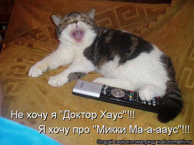 Котоматрица: Не хочу я "Доктор Хаус"!!! Я хочу про "Микки Ма-а-ааус"!!!