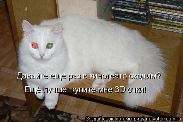Давайте ещё раз в кинотеатр сходим? Ещё лучше: купите мне 3D очки!... Котоматрица: Давайте ещё раз в кинотеатр сходим? Ещё лучше: купите мне 3D очки!