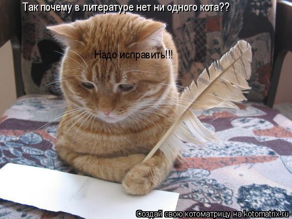 Котоматрица: Так почему в литературе нет ни одного кота?? Надо исправить!!!