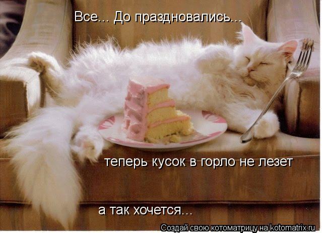 Все... До праздновались... теперь кусок в горло не лезет а так хочется...... Котоматрица: Все... До праздновались... теперь кусок в горло не лезет а так хочется...