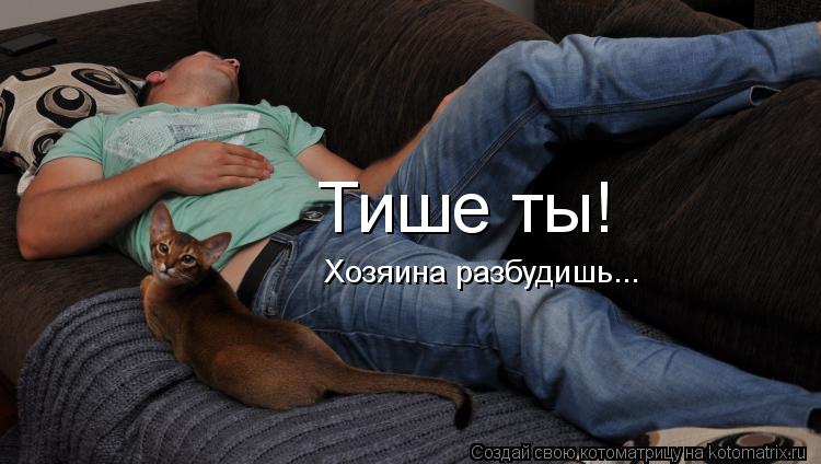 Тише ты! Хозяина разбудишь...... Котоматрица: Тише ты! Хозяина разбудишь...