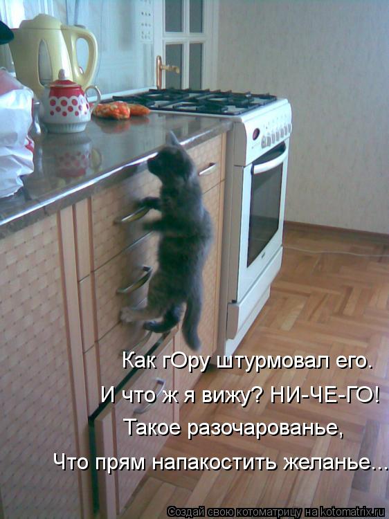 Как гОру штурмовал его. И что ж я вижу? НИ-ЧЕ-ГО! Такое разочарованье, Что прям напакостить желанье..... Котоматрица: Как гОру штурмовал его. И что ж я вижу? НИ-ЧЕ-ГО! Такое разочарованье, Что прям напакостить желанье...