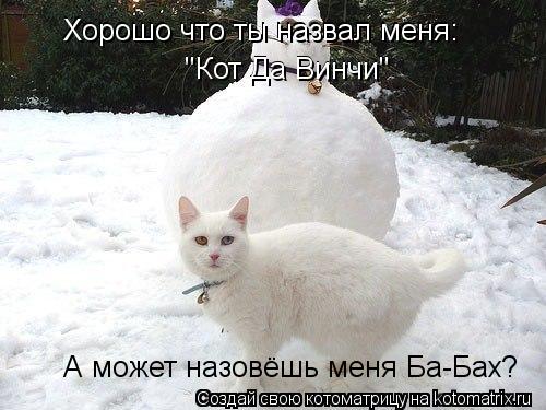 Хорошо что ты назвал меня: Хорошо что ты назвал меня: "Кот Да Винчи" "Кот Да Винчи" А может назовёшь ... Котоматрица: Хорошо что ты назвал меня: Хорошо что ты назвал меня: "Кот Да Винчи" "Кот Да Винчи" А может назовёшь меня Ба-Бах?