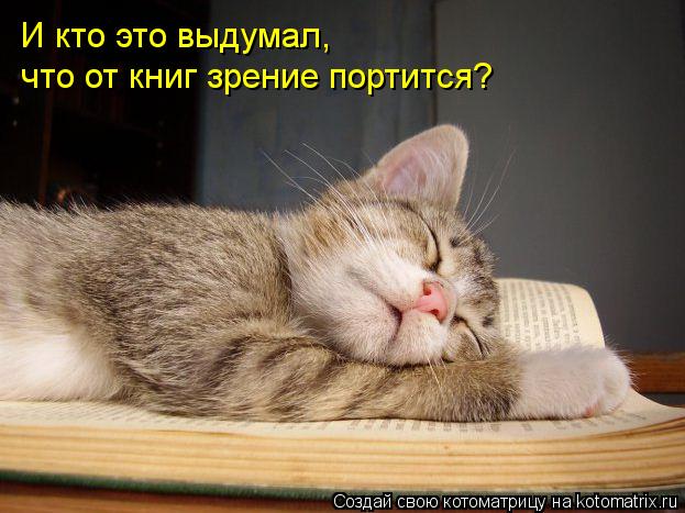 И кто это выдумал, что от книг зрение портится?... Котоматрица: И кто это выдумал, что от книг зрение портится?