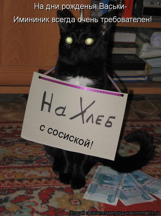 На дни рожденья Васьки- Имининик всегда очень требователен! с сосиской!... Котоматрица: На дни рожденья Васьки- Имининик всегда очень требователен! с сосиской!