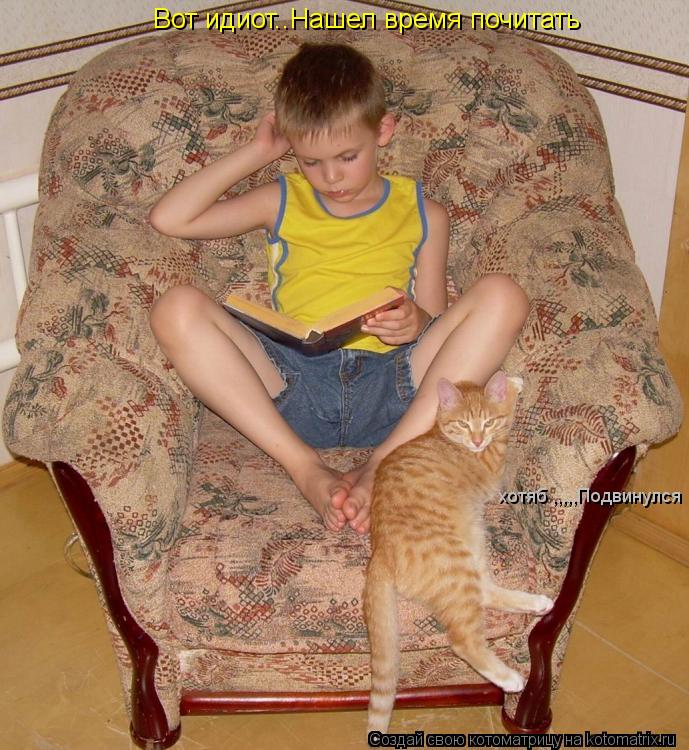 Вот идиот..Нашел время почитать хотяб ,,,,,Подвинулся... Котоматрица: Вот идиот..Нашел время почитать хотяб ,,,,,Подвинулся