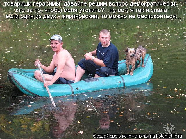 кто за то, чтобы меня утопить?.. ну вот, я так и знала: если один из двух - жириновский, то можно н... Котоматрица: кто за то, чтобы меня утопить?.. ну вот, я так и знала: если один из двух - жириновский, то можно не беспокоиться... товарищи герасимы, давайте р