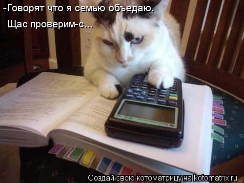 -Говорят что я семью объедаю. Щас проверим-с...... Котоматрица: -Говорят что я семью объедаю. Щас проверим-с...