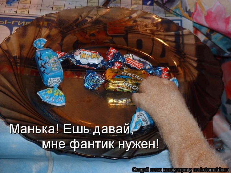 мне фантик нужен! Манька! Ешь давай,... Котоматрица: мне фантик нужен! Манька! Ешь давай,