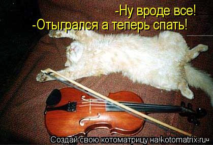 -Ну вроде все! -Отыгрался а теперь спать!... Котоматрица: -Ну вроде все! -Отыгрался а теперь спать!