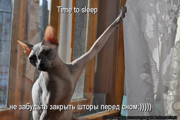 Time to sleep не забудьте закрыть шторы перед сном;)))))... Котоматрица: Time to sleep не забудьте закрыть шторы перед сном;)))))